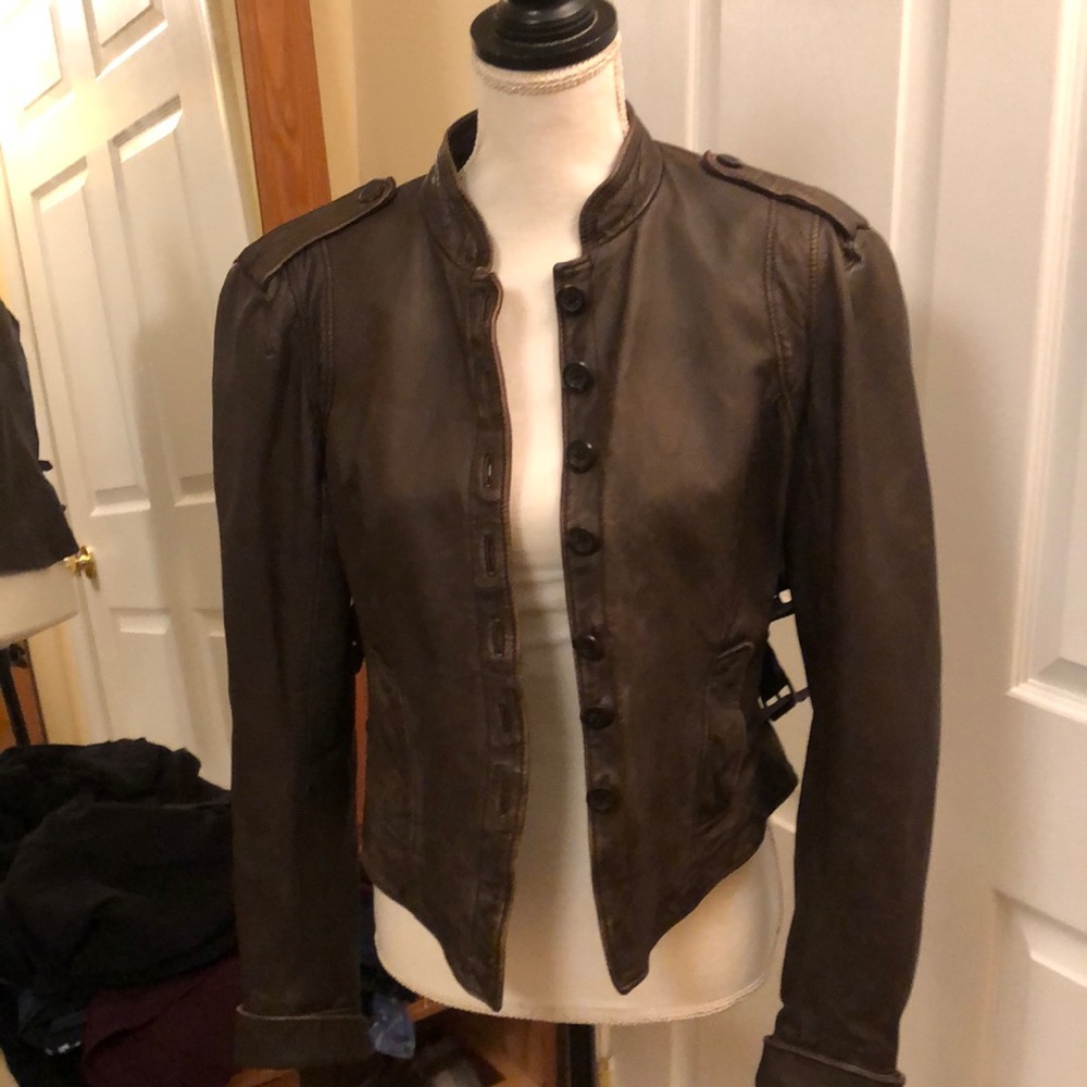 Authentic leather, Peruvian connection, biker style jacket